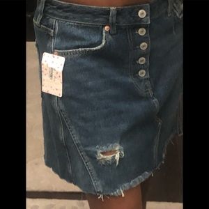Free People Denim A-Line Skirt